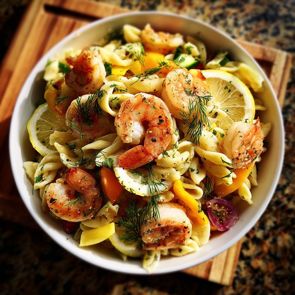 Lemon Dill Shrimp Pasta Salad
