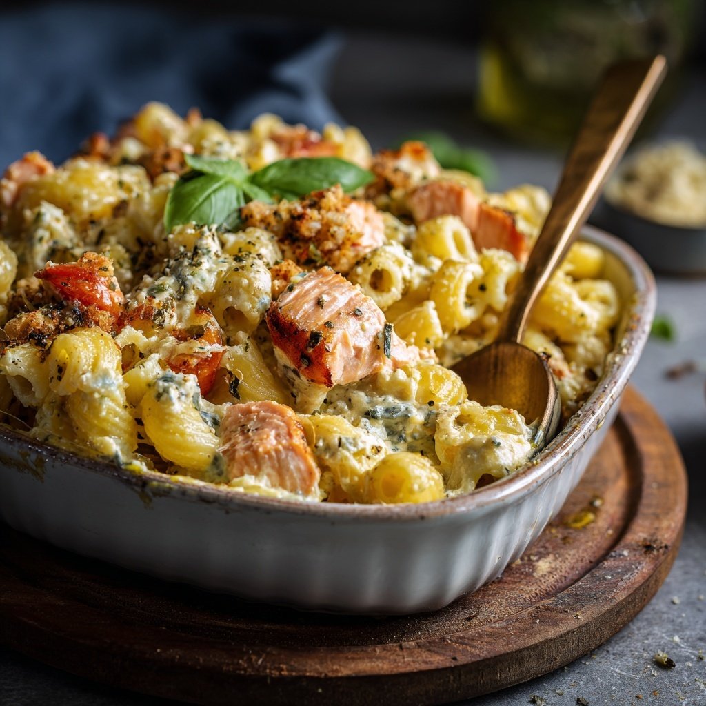 Baked Feta Salmon Pasta